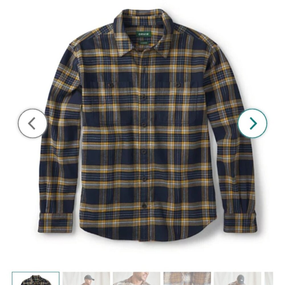 Mens Orvis Heavyweight  Flannel shirt Size XL